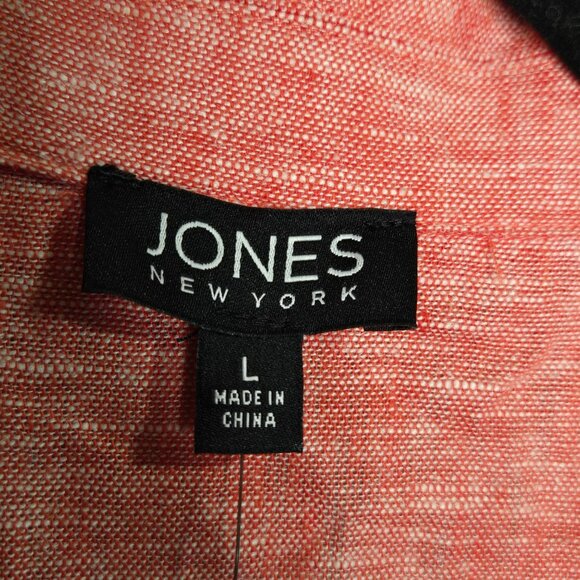 NWT Jones New York Women's Scarlet Apple Button-Down Shirt L Linen Blend - Picture 4 of 7